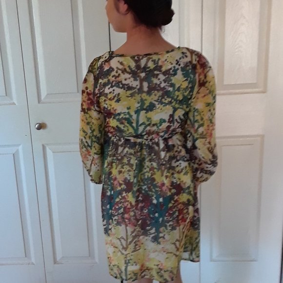 H&M Dress Size 4 Floral Mini Boho Dress - Picture 2 of 8